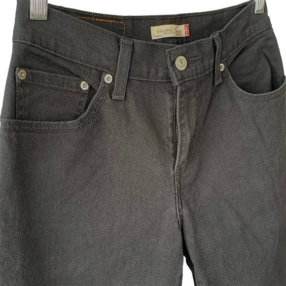 Levi's 550 Y2K Relaxed Bootcut Cropped Cuffed Black Denim Jeans Size 6S Stretch - Picture 4 of 15